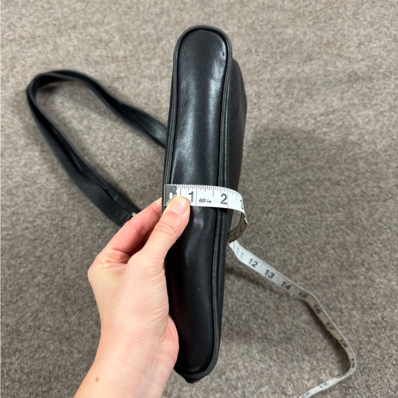 Ralph Lauren Black Leather Tote Shoulder Hand Bag Silver Hardware Vintage 90s - Picture 12 of 12